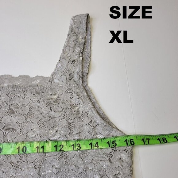 Grey Lace Tank Top Lace Camisole Wide Straps Lace Top  Size M Size XL - Picture 5 of 12
